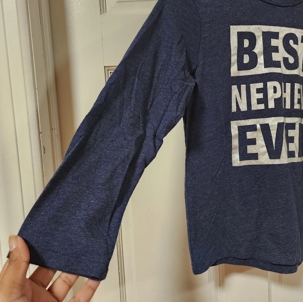 Children's Place graphic Best Nephew Ever shirt blue Size Medium 7/8 long sleeve